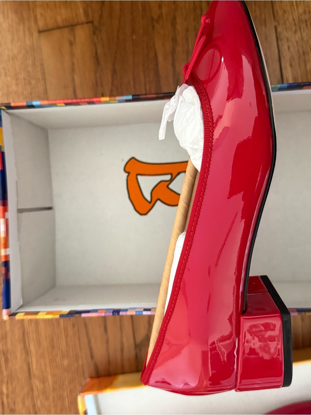 Jeffrey Campbell Red Patent Block Heel Flats